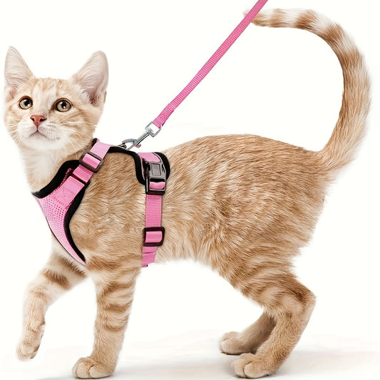 Adjustable Vest Harness And Leash Set for Small Cats, Designed to Prevent Escapes And Allow Easy Control, Also Suitable for Reflective Puppies And Dogs, Without Battery