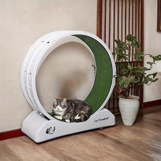 1pc Whisker Wheels Fitness Pro - Carpeted Indoor Cat Running Wheel With Locking System, Treadmill Exerciser For Cats' Health, Fitness, And Agility - Suitable For Most Breeds, Easy Assembly, Space-Saving Design